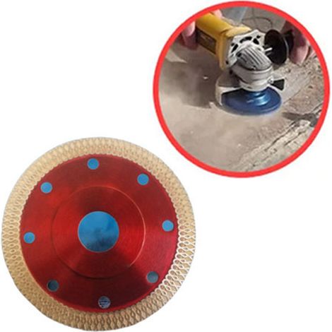 Disque de scie diamanté de 11,4 cm (4,5 po) à bord grillagé, résistant à l'usure, pour la coupe de carreaux de céramique à sec ou humide. (1/5)
