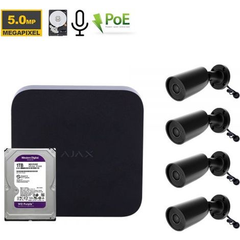 Ajax NVR Kit videosorveglianza Nero + Telecamera Bullet 5Mp + Hard Disk 1Tb - 70938 4 Telecamere