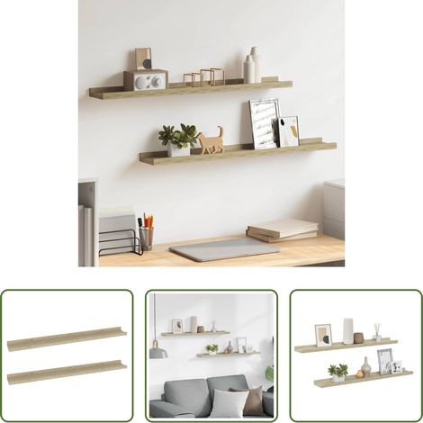 Wandregale -  Wandregale 2 Stk. Sonoma-Eiche 80 x 9 x 3 cm (1/5)