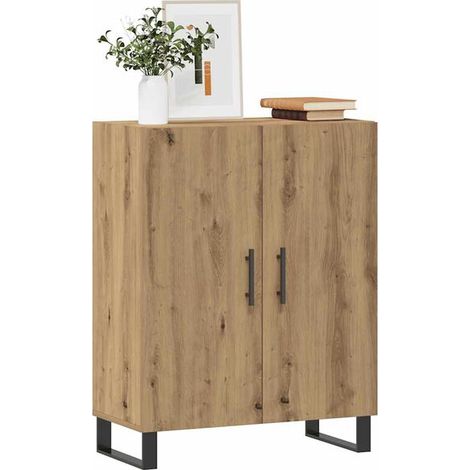 Buffet de Rangement Chêne Artisanal 69,5x34x90 cm Bois d'Ingénierie, Design Moderne, pour salon et salle à manger (1/5)