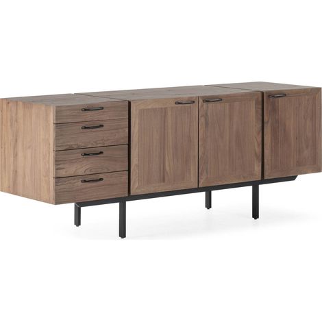 Buffet design élégant en bois d'orme et métal - Bois d'orme naturel avec accents métalliques (1/5)