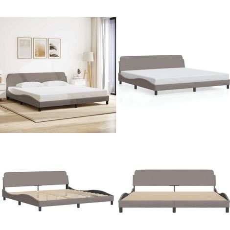 Bettgestell "Dover" Taupe 200x200 cm Stoff - Kopfteil - Matratze (1/5)