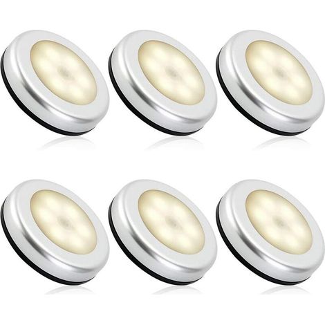 Veilleuse detecteur de mouvement intérieur,lampe led detecteur de mouvement pile pour escaliers, Eclairage LED Placard Armoire Couloir chambre enfant Auto ON / OFF 3M Adhésif (6pcs,blanche chaude) (1/5)
