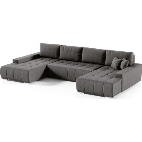 Wohnlandschaft Sofa mit Schlaffunktion VOGAR Stoff Aulla Beigebraun (1/4)