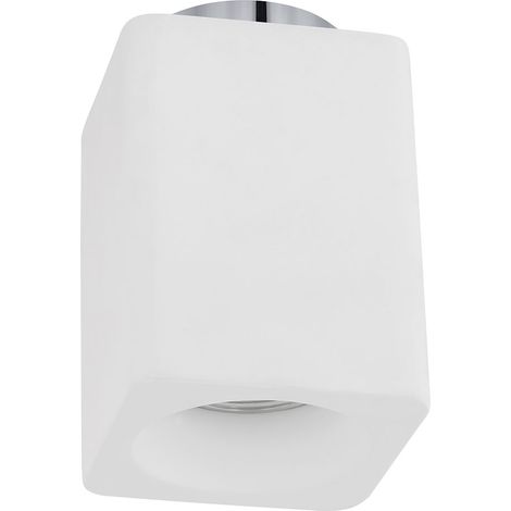 Plafoniera lampada in gesso bianco cromo quadrato illuminazione soggiorno camera da letto (1/5)