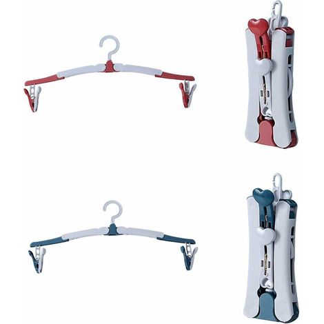 Cintres Pliables Cintres Plastiques Portables Cintre Pliant Pivotant à 360 ° Antidérapant Cintres Pliants Cintre Gain de Place pour la Famille Les Voyages Voiture et Le Camping—(Rouge, Bleu) (1/5)