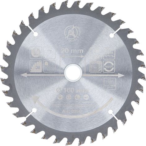 Diy 3950 Lame de scie circulaire en métal dur Ø 160 x 20 x 2,4 mm 36 dents (1/4)