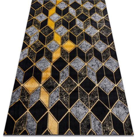 Modern GLOSS Carpet 400B 86 stylish, glamour, art deco, 3D geometric black / gold black 140x190 cm