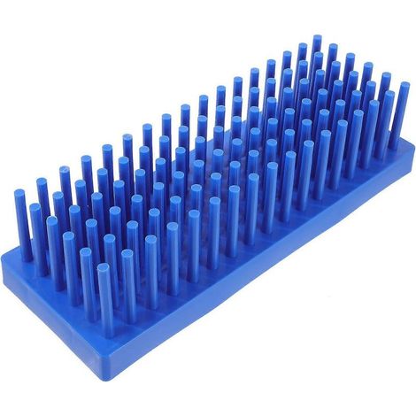 Reagenzglasständer mit erhöhtem Rand, Trockengestell aus Kunststoff, Reagenzglashalter für Labore – 22,7 x 8,3 cm – Blau (1/4)