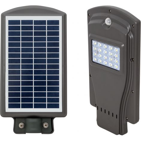 Aplique solar street con sensor ip65 1x20w led 450lm 6000k l.20,5xan.40xal.6cm gris