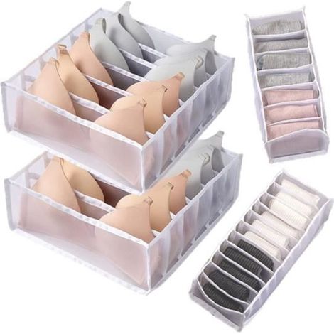 Organisateur de Tiroir - Non spécifié - 4 Pièces - Nylon et Tissu en Maille - Pliable - Écologique (1/4)