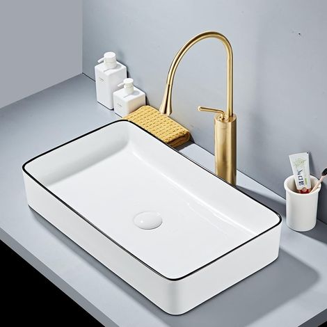 Robinet de salle de bain en platine, lavabo avec eau chaude et froide, robinet de cuisine pivotant en laiton (haut, or brossé) (1/5)