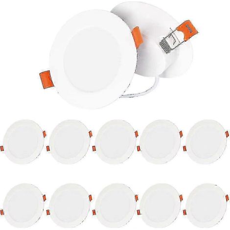 Lot de 10 spots encastrés LED pour plafond, lumière blanche froide, 5W, spots encastrés/spots, adaptés aux salles de bains, plafonds, cuisines, pièces climatisées, etc. (1/5)