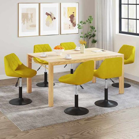 vidaXL Chaises à manger pivotantes lot de 6 jaune moutarde velours (1/5)