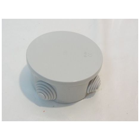 Boîte de dérivation ronde Ø 80mm grise étanche 4 entrées pour gaine 20mm max embouts à gradins IP44 SIBOX SIB ADR P03402 (1/2)