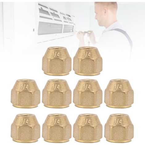 Packung mit 10 Messing-Bördelmuttern (1/4 Zoll) – Betriebsdruck 10,3 bar – Schnelle, lötfreie Montage – Für Kupferrohrverschraubungen (1/5)
