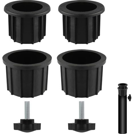 Set de 2 parasols de terrasse avec accessoires de vis, support parasol extérieur rotatif pour table de 2,17", idéal balcon, terrasse et jardin (noir) (1/5)