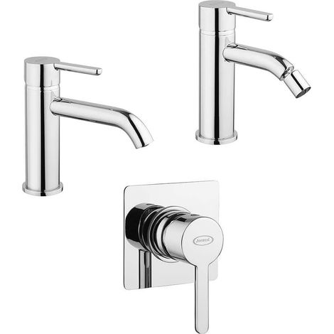 Set miscelatori lavabo + bidet + incasso doccia Jacuzzi rubinetteria Sunset ottone cromato per piletta click clack (1/5)