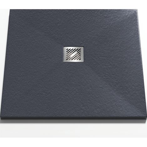 Mai & Mai Receveur de Douche Antidérapant Bac à Douche Gris Noir Mat en Résine Marbre Artificielle 90x90x3cm Carré Géo9 (1/5)