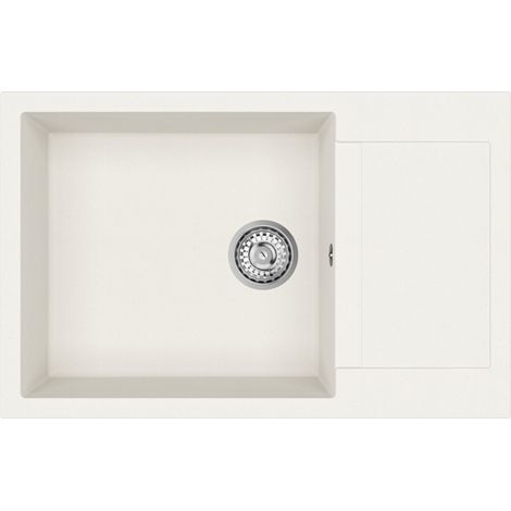 Swiss Aqua Technologies Lavello 78x50 cm con sgocciolatoio reversibile in Granito, incassato, bianco (SATSINKGQT105W) (1/2)