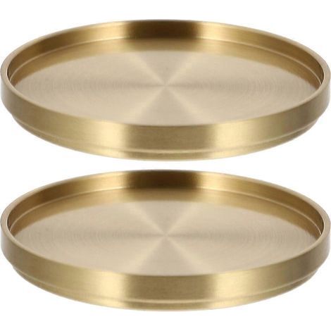 Set aus 2 Messing-Untersetzern für Teeservice, Bürountersetzer, einfache Kissen für Teetassen zu Hause – 6,50 x 6,50 x 0,60 cm – Gold (1/4)