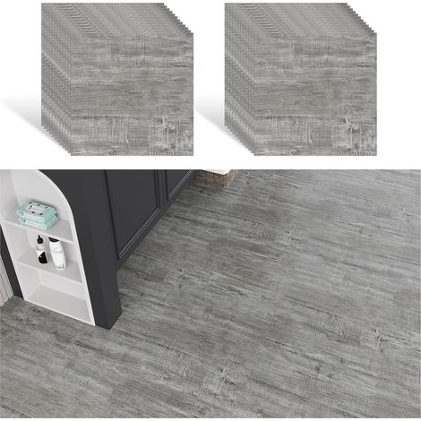 Dalle PVC Adhesive Sol Aspect Béton Vintage Carreaux Adhesif Cuisine Sol PVC Adhesif Carrelage Adhesif Sol Chambre Stickers Carrelage Salle de Bain Dalles PVC Garage 30 cm × 30 cm 24 Pièces (1/5)