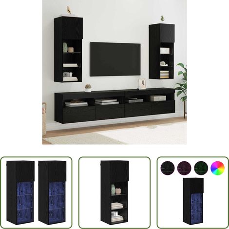 Meubles TV modernes - Meubles TV muraux 2 pcs Chêne noir 30,5 x 30 x 90 cm (1/5)