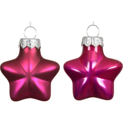 Weihnachtsanhänger Mini-Sterne Festive Pink Ø 4 cm aus Glas - 12er Set