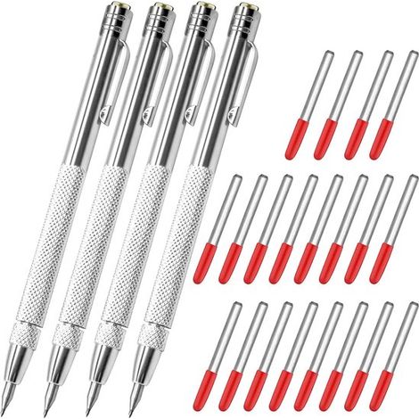 Penne per incisione - Carburo - 4 pezzi - Argento (1/5)