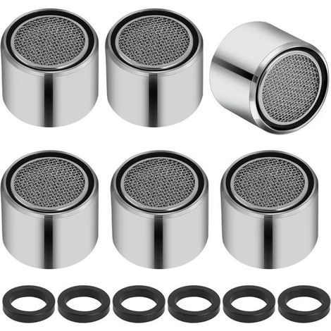 Juego de 6 aireadores para grifo,filtro ahorrador de agua con rosca interna de 55/64 pulgadas y anillo,apto para cocina y baño (1/5)
