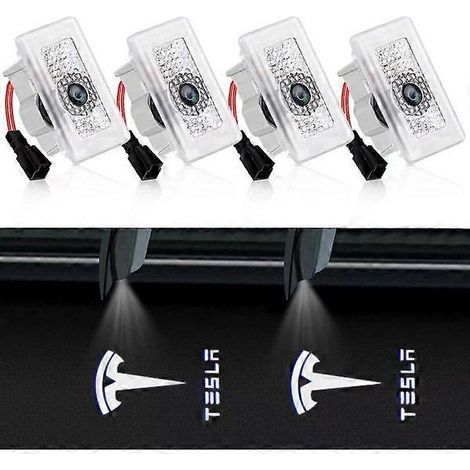 Quatre lampes de bienvenue, des lampes de porte, des lampes de projection de logo, des lampes fantômes laser LED 3D ultralégères, accessoires d'éclairage d'invitation pour Model 3 YSX. (1/5)