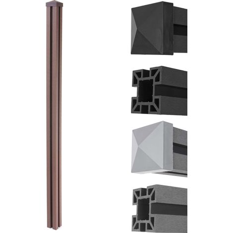Poteau en WPC Sarthe, clôture en WPC, piédroit, pal, système d'emboîtage, 1,88m - anthracite