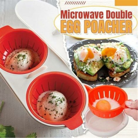 Mikrowelle Doppel Eierkocher Dampfer Tasse Eiertopf Kochgeschirr Orange FLITI (1/4)