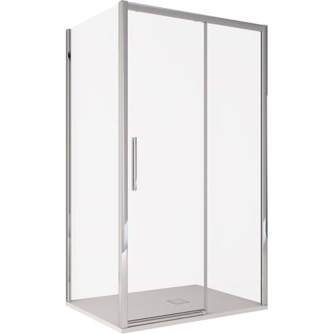 Box Doccia Angolare 80x140 cm 1 Anta Scorrevoe in Cristallo Trasparente 6mm H195 Bonussi Eliane (1/5)