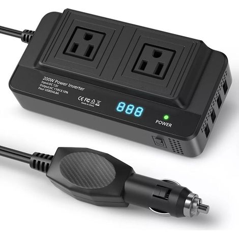 200-W-Kfz-Wechselrichter 12 V auf 110 V Modifizierter Sinus-Leistungswandler Kfz-Elektrischer Wechselrichter Trans