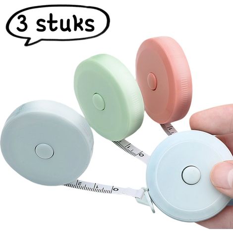 Mètre ruban 3 pièces - Mètre ruban télescopique automatique en plastique de 1,5 m - Mini mètre ruban souple et mignon - Couleurs assorties (couleurs aléatoires) (1/5)