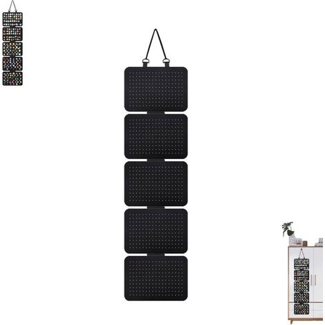 Set da 1 pezzo: organizer per gioielli in feltro - pannello espositivo per distintivi, sacchetto porta spille e organizer per orecchini - pannello incernierato rimovibile per medaglie (1/2)