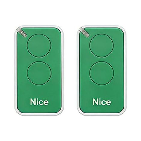 Lot de 2 télécommandes pour Nice INTI2B 433.92MHz, 2 canal, pour systèmes d'automatisation de portails et de garages, couleur verte