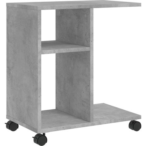 Mesa auxiliar ruedas madera ingeniería gris hormigón 50x30x55cm vidaXL