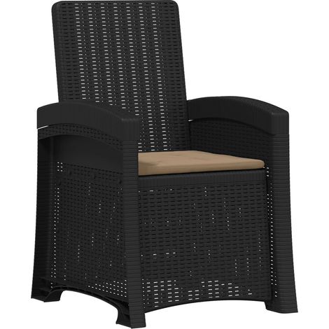 Reclining Garden Chair Rattan Look Anthracite and Taupe PP vidaXL (1/5)