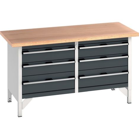 Bott Kastenwerkbank cubio Multiplex-Arbeitsplatte 1500 x 750 x 840mm RAL 7035/7016