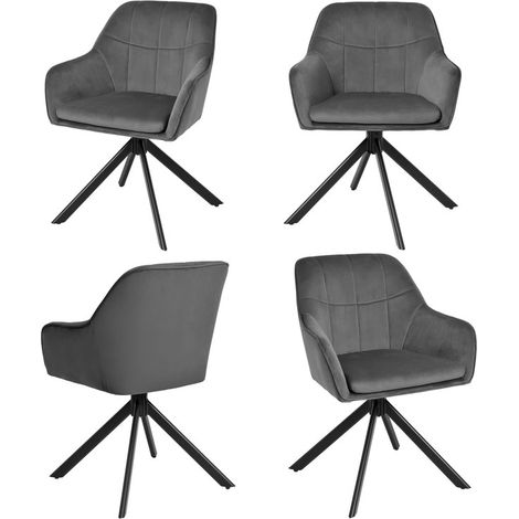 Goeurvant Moderner Esszimmerstühle mit dicker Doppelsitzpolsterung, breiter Rückenlehne und ergonomischen Armlehnen - 4er Set - Dunkelgrau