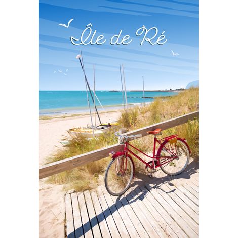 Tableau sur toile illustration Balade Vélo 30x45 cm - Impression sur Toile Murale Décorative - Image imprimée en HD sur Toile - Toile sur Châssis en Bois FSC - Fabriqué en France