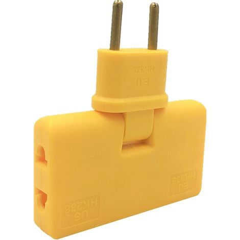 Multiprise pivotante EU avec 3 prises, 180°, compacte et légère, jaune, 1 pièce