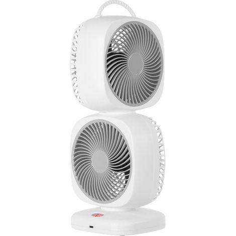 1 Ventilateur de bureau, Double couche rotative, 5 vitesses, Rechargeable, Portable, ABS, Pour maison et bureau (1/5)