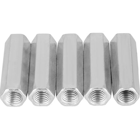 5pcs M10 Écrou Long Tige En Acier Au Carbone Écrous Hexagonaux De Couplage Écrous Hexagonaux Douille Écrou Fixations Filetées (M1050) (1/4)