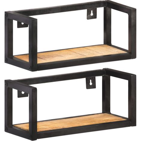 Estantes de pared 2 unidades 40 cm madera de mango rugosa vidaXL (1/5)