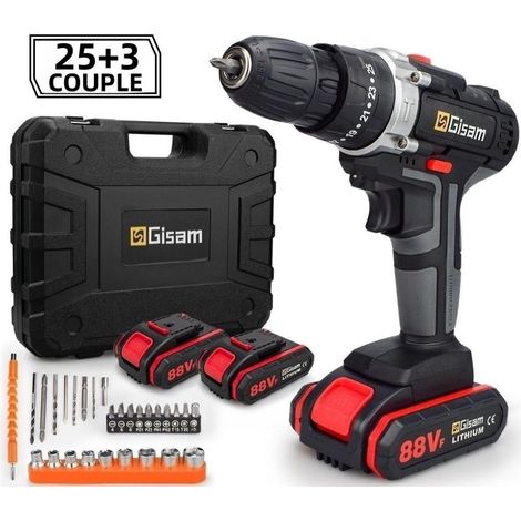 Marteau perforateur sans fil à vitesse variable avec batterie et 29 embouts - Boite en plastique (1/5)