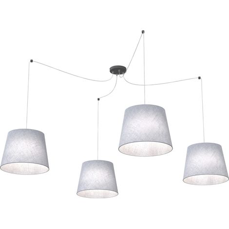 Sospensione 4 Luci Ascot Con Fermacavi E Paralumi Grigio (1/3)