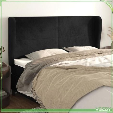 Tête de lit - Modèle 3117738 - Noir - Velours - 183 x 23 x 118/128 cm - Hauteur réglable (1/5)